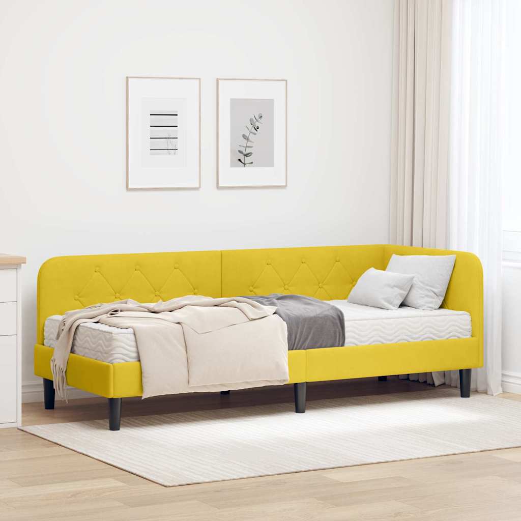 Hoekbedframe Geel 80 x 200 cm Fluweel is nu te koop bij PeponiXL, paradijselijk wonen!