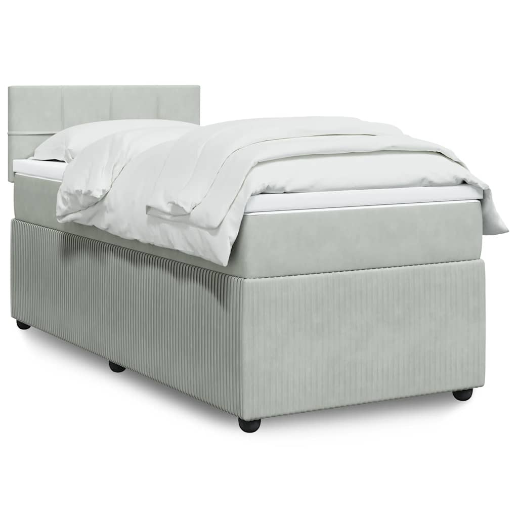 Boxspring met matras fluweel lichtgrijs 100x200 cm is nu te koop bij PeponiXL, paradijselijk wonen!