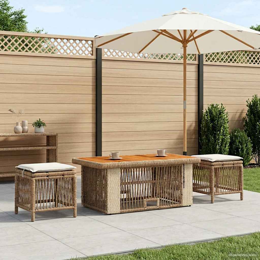 Tuin eettafelset met kussen 4 pcs Beige en Crème poly rattan is nu te koop bij PeponiXL, paradijselijk wonen!