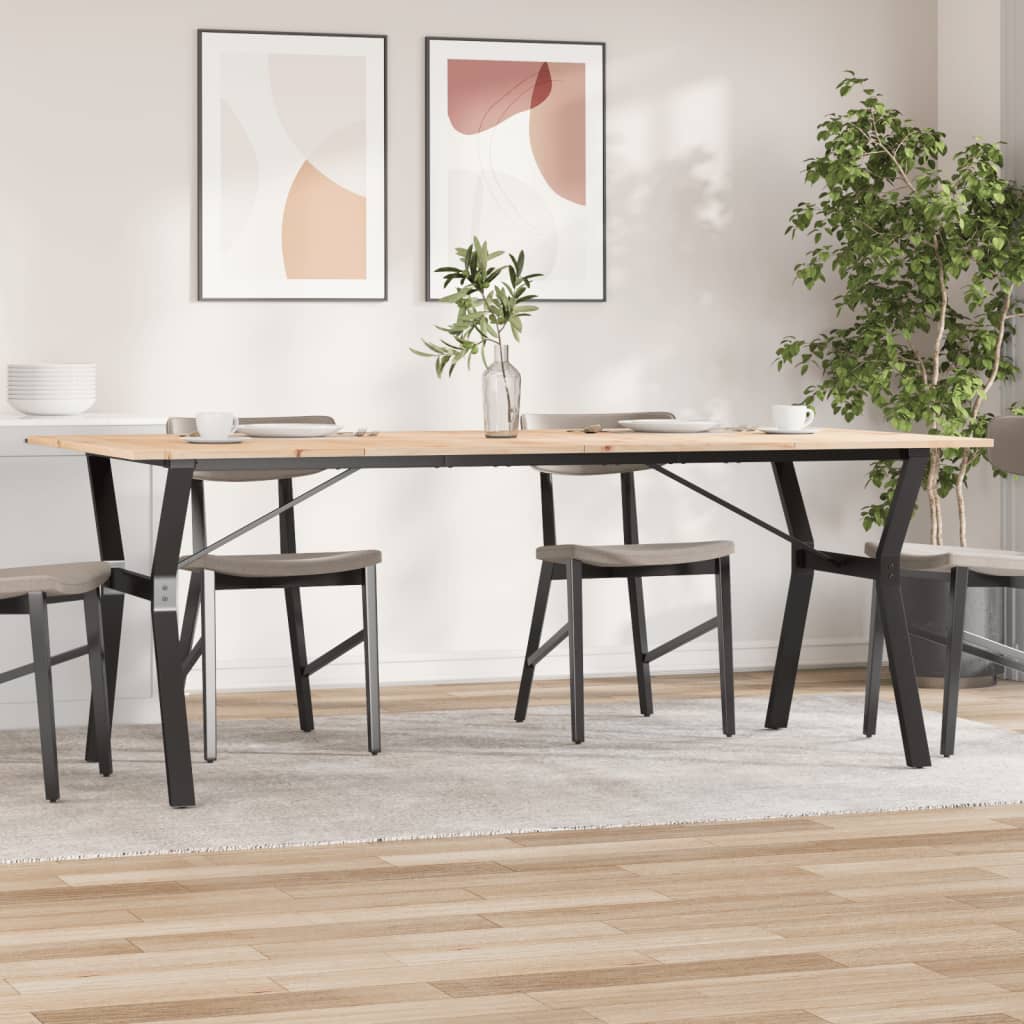 Eettafel Y-frame 200x100x75 cm massief grenenhout en staal is nu te koop bij PeponiXL, paradijselijk wonen!