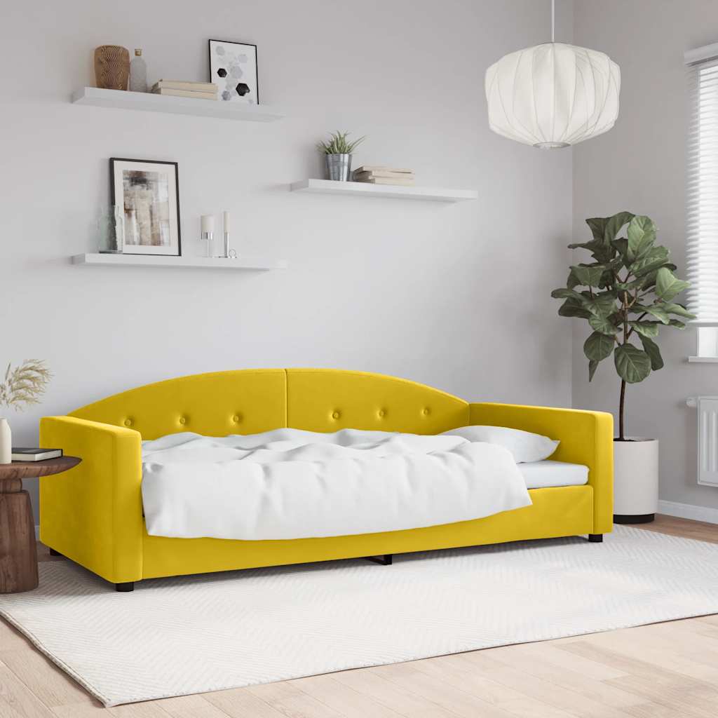 Slaapbank 90x200 cm fluweel geel is nu te koop bij PeponiXL, paradijselijk wonen!