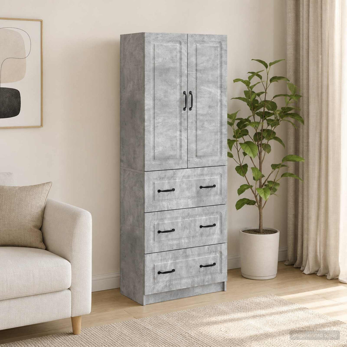 Kastenset 2 pcs Betongrijs 66 x 34,5 x 87 cm Bewerkt hout is nu te koop bij PeponiXL, paradijselijk wonen!
