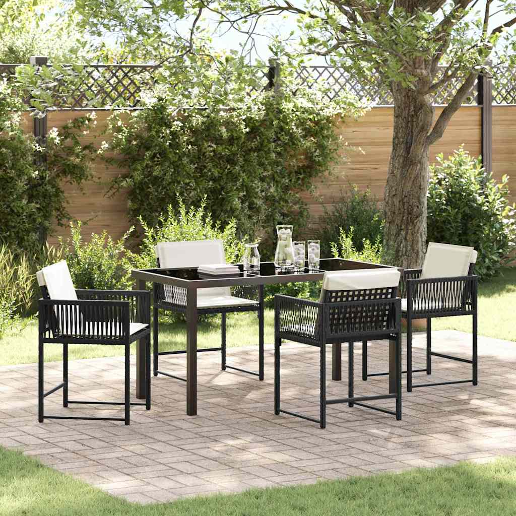Tuin eettafelset 5 pcs Zwart poly rattan is nu te koop bij PeponiXL, paradijselijk wonen!