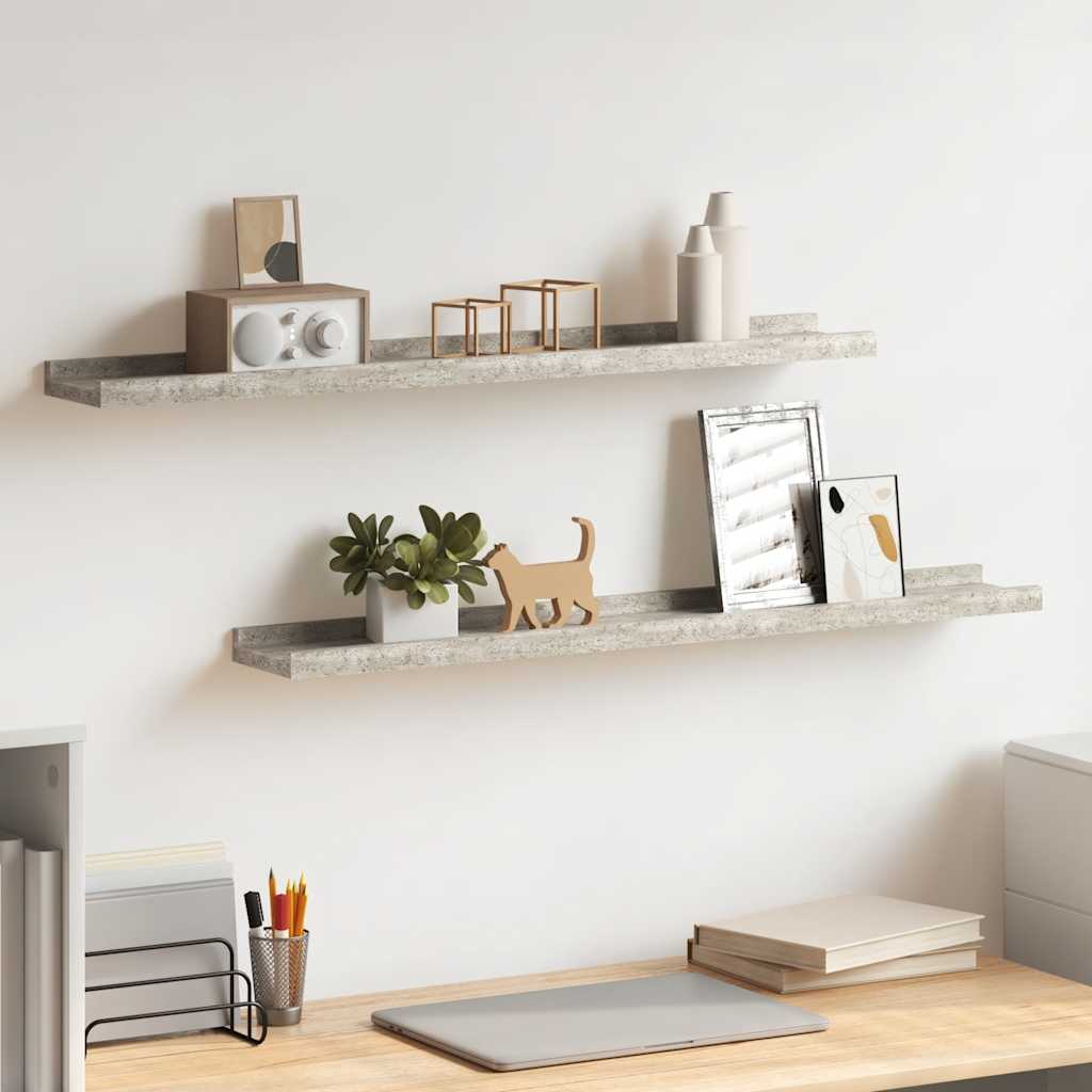 Wandschappen 2 st 80x9x3 cm betongrijs is nu te koop bij PeponiXL, paradijselijk wonen!