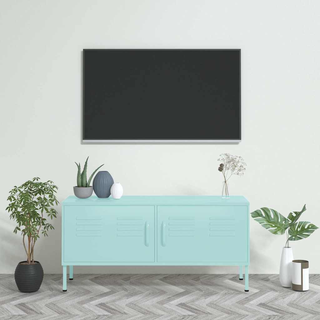 Tv-meubel 105x35x50 cm staal mintkleurig is nu te koop bij PeponiXL, paradijselijk wonen!