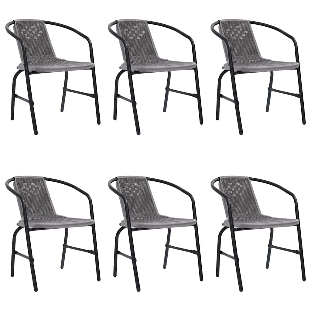 Tuinstoelen 6 st 110 kg kunststof rattan en staal is nu te koop bij PeponiXL, paradijselijk wonen!