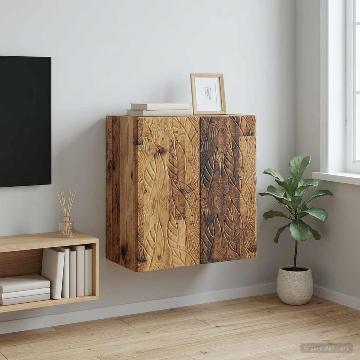 Wandkast Oud hout 59 x 31 x 60 cm Bewerkt hout is nu te koop bij PeponiXL, paradijselijk wonen!