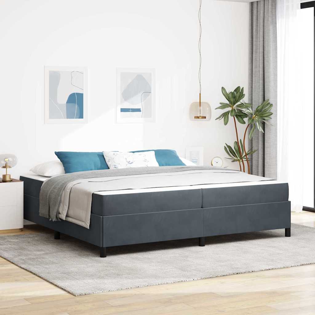 Bedframe met matras Donkergrijs 200 x 200 cm Stof is nu te koop bij PeponiXL, paradijselijk wonen!
