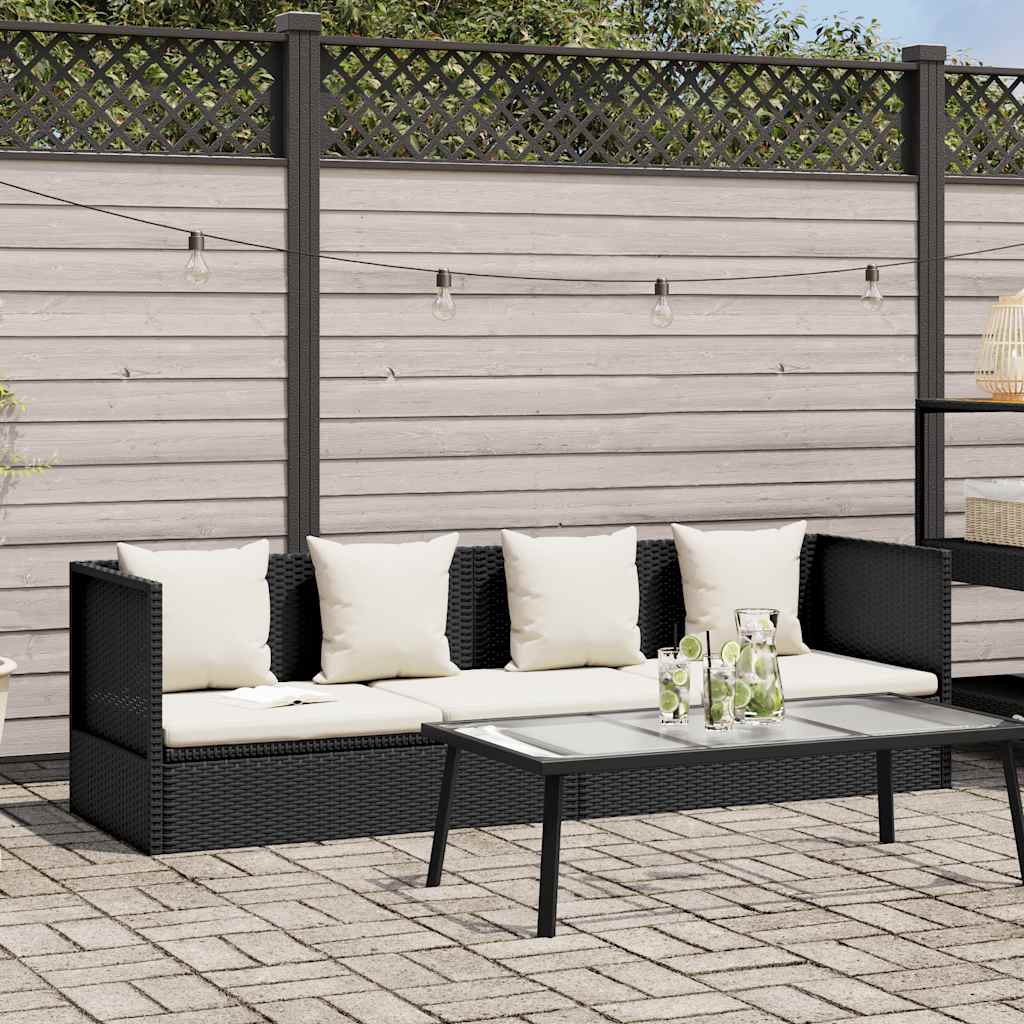 Tuinbed met kussens poly rattan zwart is nu te koop bij PeponiXL, paradijselijk wonen!
