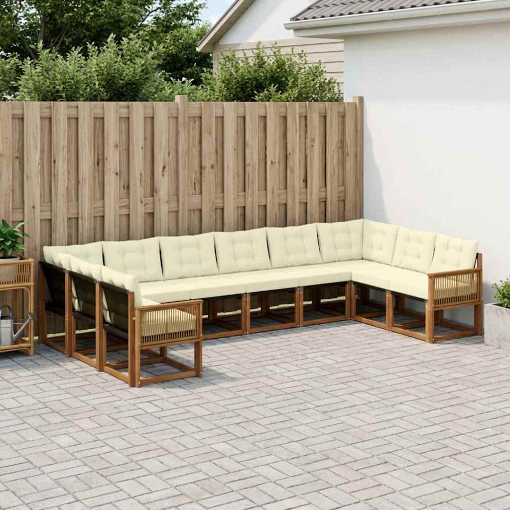 Buiten bankenset met kussen 10 pcs Natuurlijk en Crème is nu te koop bij PeponiXL, paradijselijk wonen!