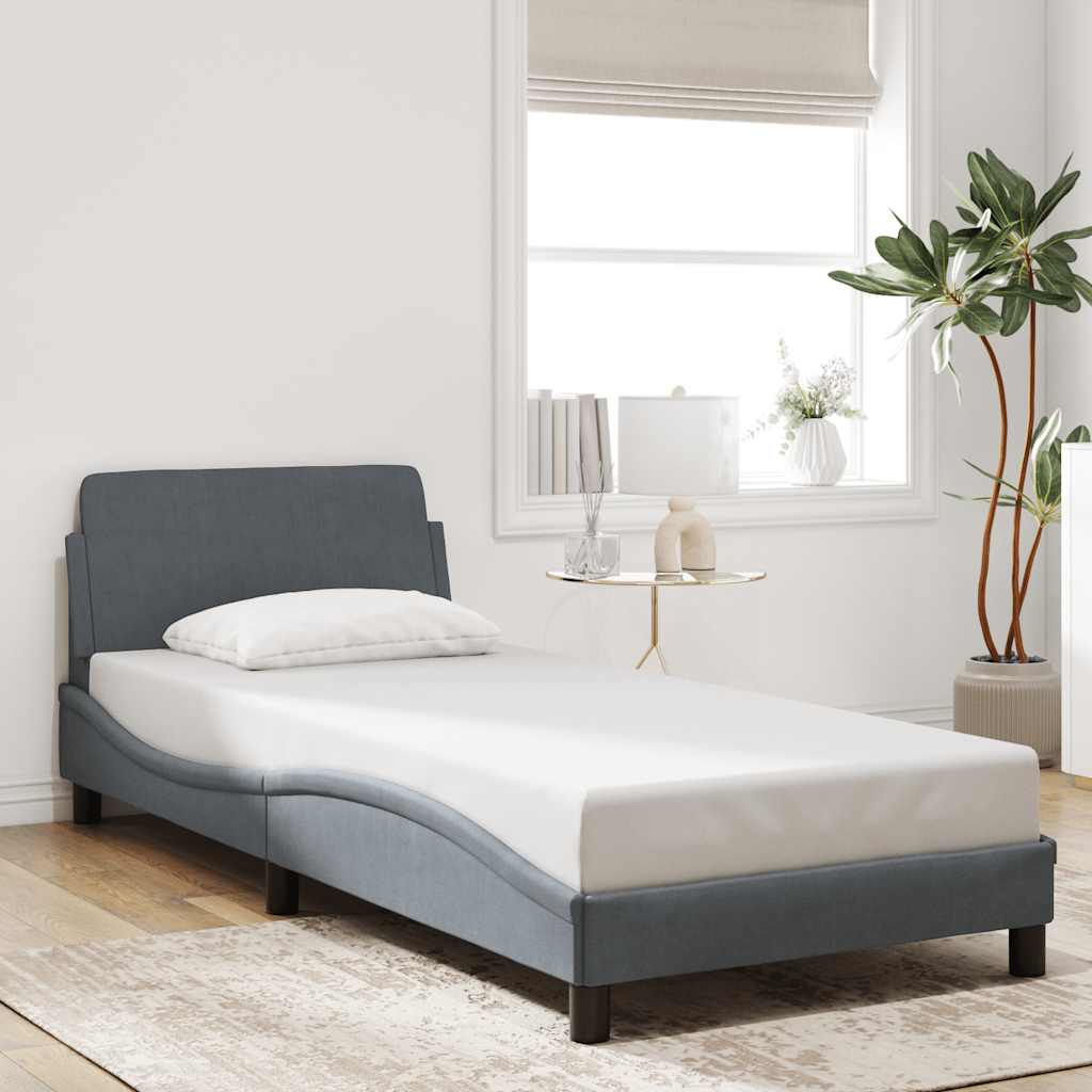 Bedframe Dover donkergrijs 90x190 cm fluweel is nu te koop bij PeponiXL, paradijselijk wonen!