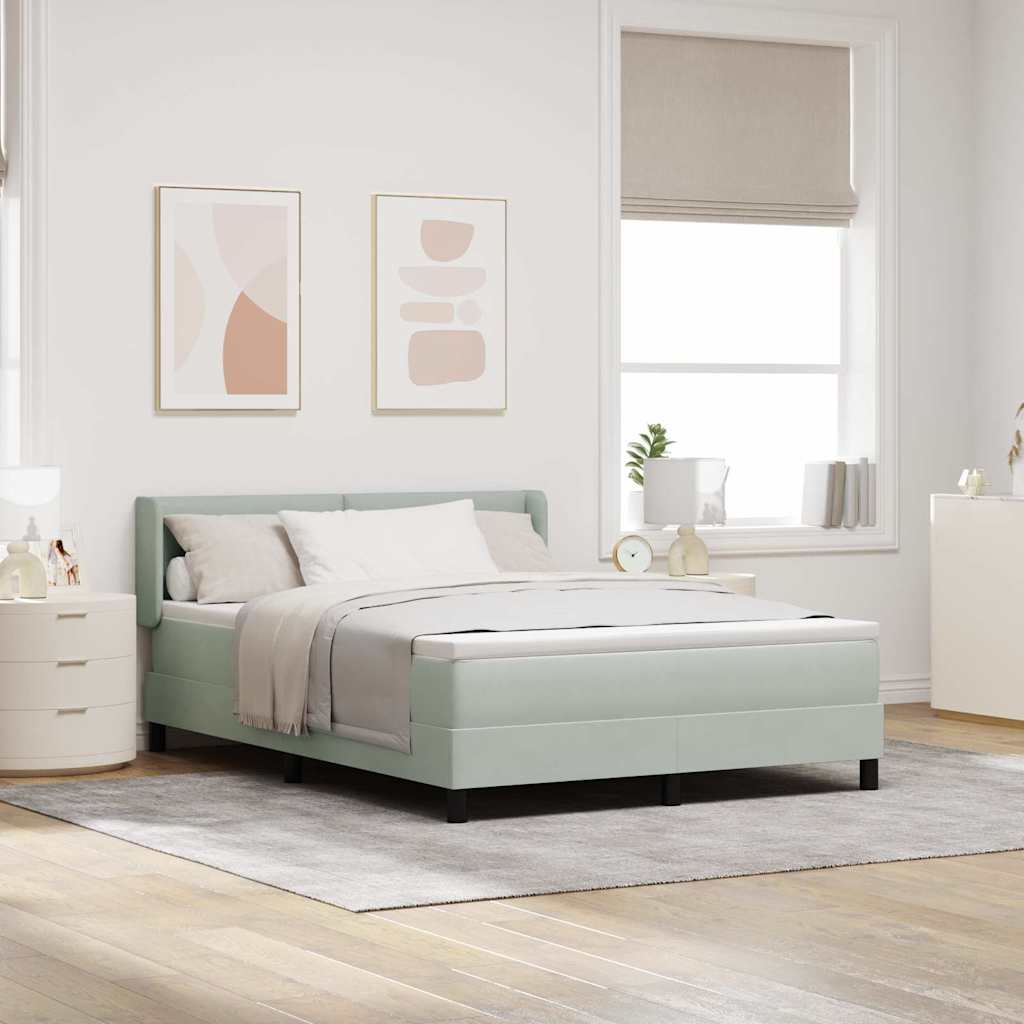 Boxspringbed met hoofdeinde Lichtgrijs 200 x 160 cm Fluweel is nu te koop bij PeponiXL, paradijselijk wonen!