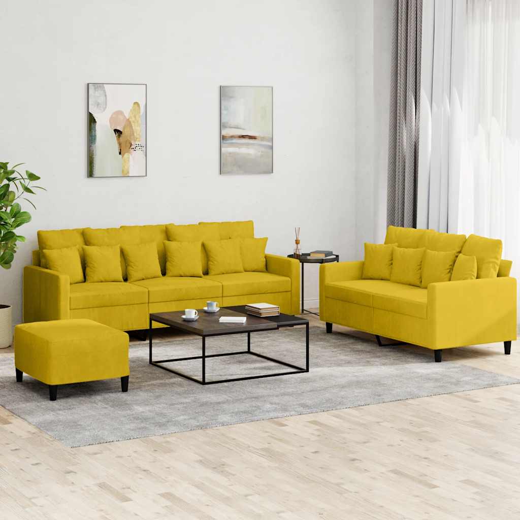 3-delige Loungeset met kussens fluweel geel is nu te koop bij PeponiXL, paradijselijk wonen!