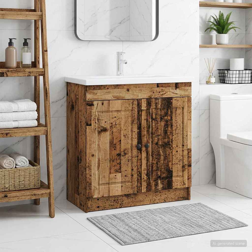 Badkamer onder wastafel kast Oud hout 56 x 37,5 x 81 cm is nu te koop bij PeponiXL, paradijselijk wonen!