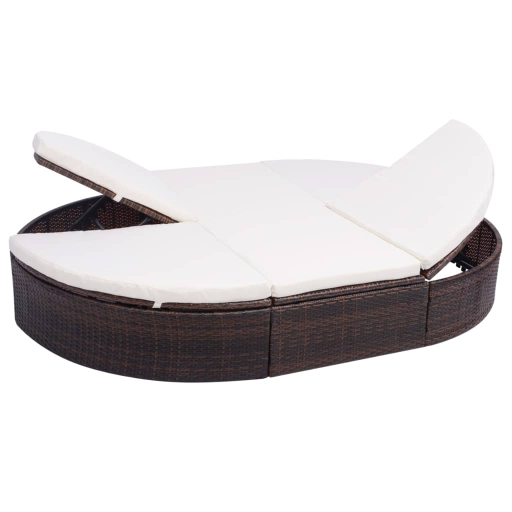 Loungebed met kussen poly rattan bruin is nu te koop bij PeponiXL, paradijselijk wonen!