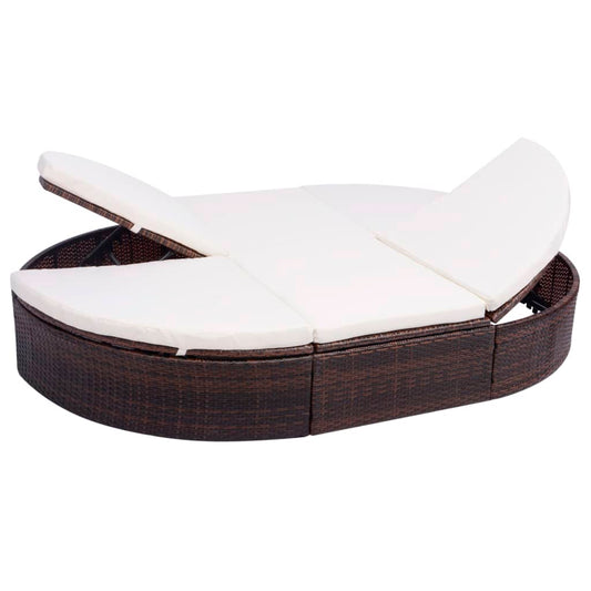 Loungebed met kussen poly rattan bruin is nu te koop bij PeponiXL, paradijselijk wonen!