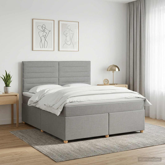 Boxspringbed met matras Lichtgrijs 160 x 200 cm Stof is nu te koop bij PeponiXL, paradijselijk wonen!