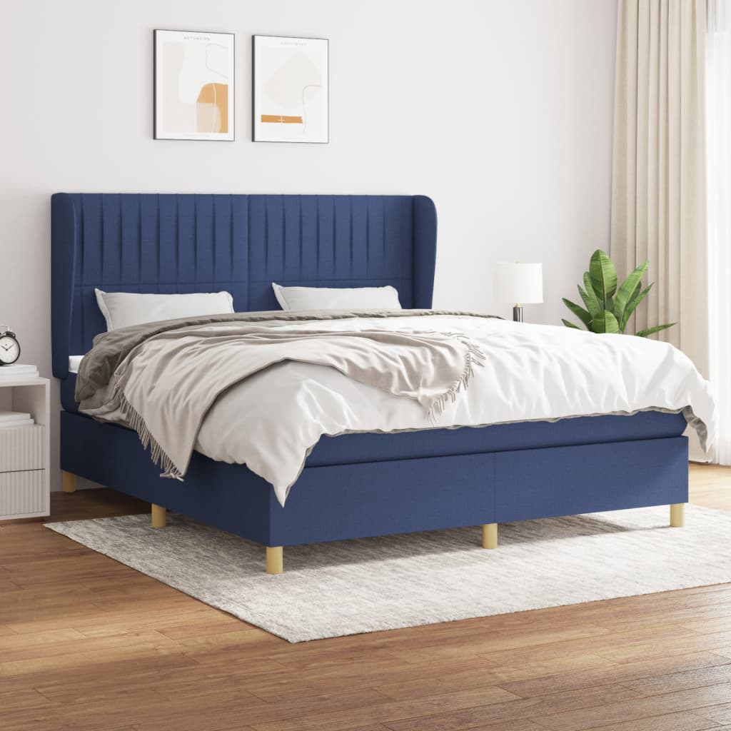 Boxspring met matras stof blauw 160x200 cm is nu te koop bij PeponiXL, paradijselijk wonen!