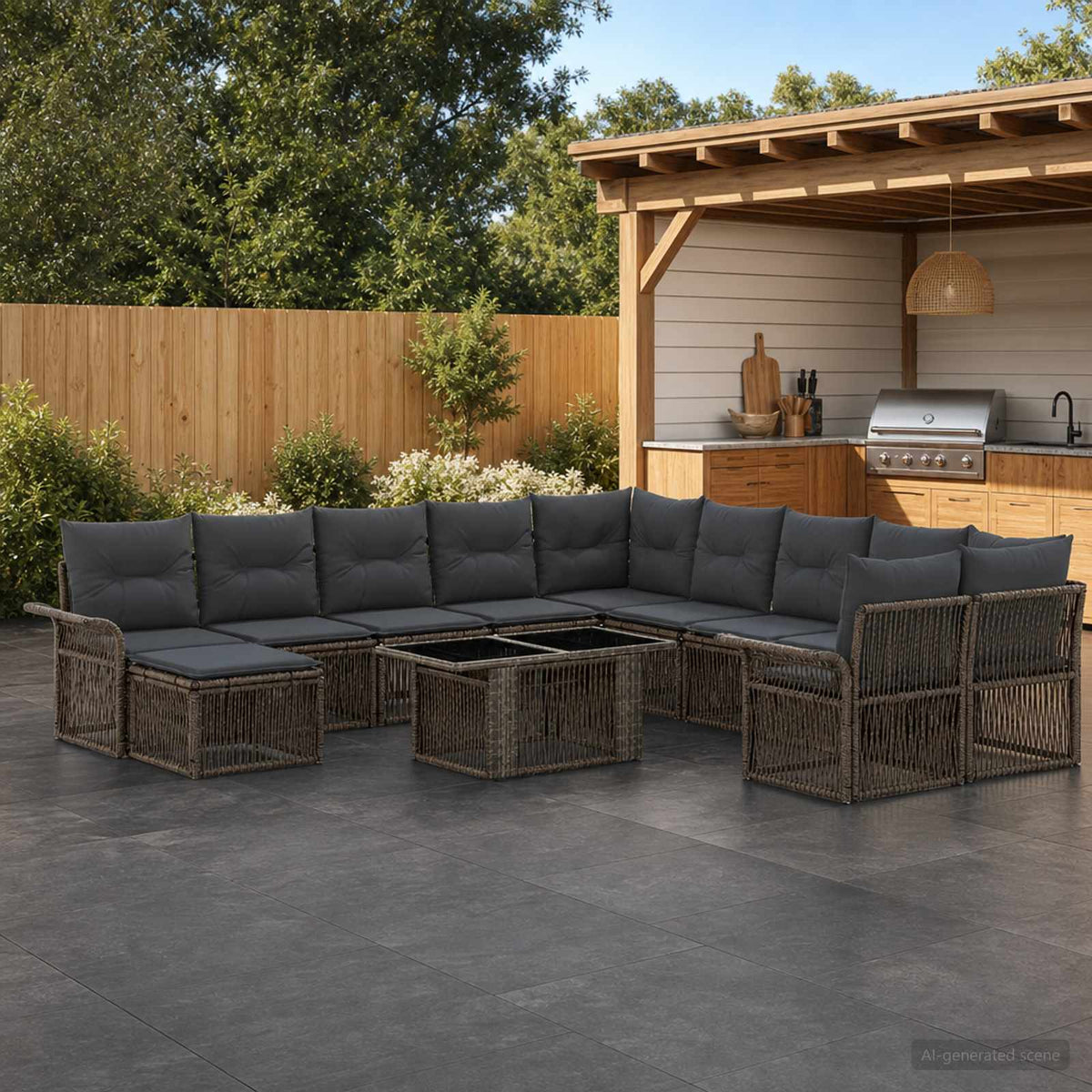 Tuinbankenset 12 st Grijs en Donkergrijs poly rattan is nu te koop bij PeponiXL, paradijselijk wonen!