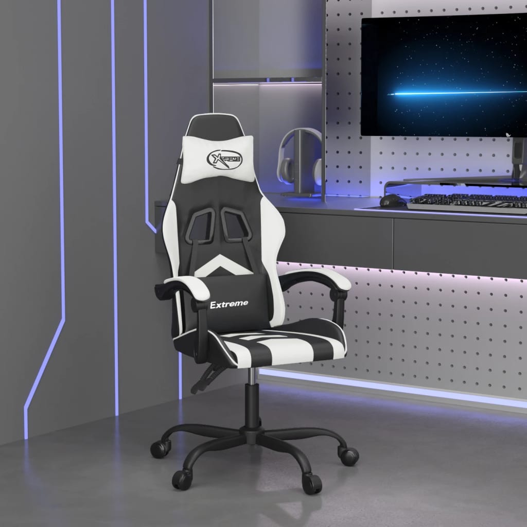Gamestoel kunstleer zwart en wit is nu te koop bij PeponiXL, paradijselijk wonen!