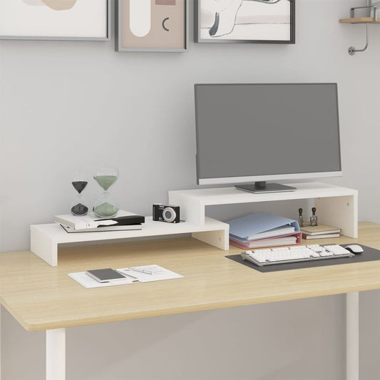 Monitorstandaard (52-101)x22x14 cm massief grenenhout wit is nu te koop bij PeponiXL, paradijselijk wonen!