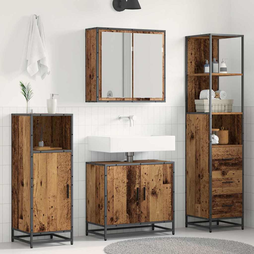 Badkamermeubelset met lade 3 pcs Oud Hout Bewerkt hout is nu te koop bij PeponiXL, paradijselijk wonen!
