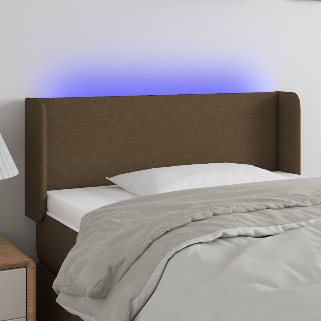 Hoofdbord LED 83x16x78/88 cm stof donkerbruin is nu te koop bij PeponiXL, paradijselijk wonen!