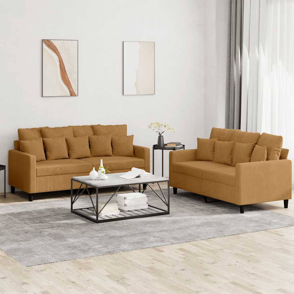 2-delige Loungeset met kussens fluweel bruin is nu te koop bij PeponiXL, paradijselijk wonen!