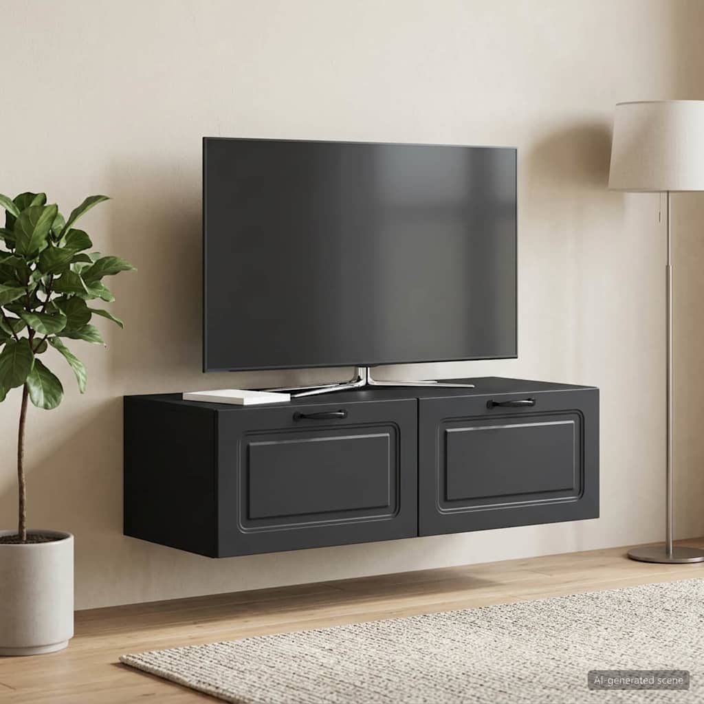 Wandbeugel TV-kast Zwart 98 x 41 x 30 cm Bewerkt hout is nu te koop bij PeponiXL, paradijselijk wonen!