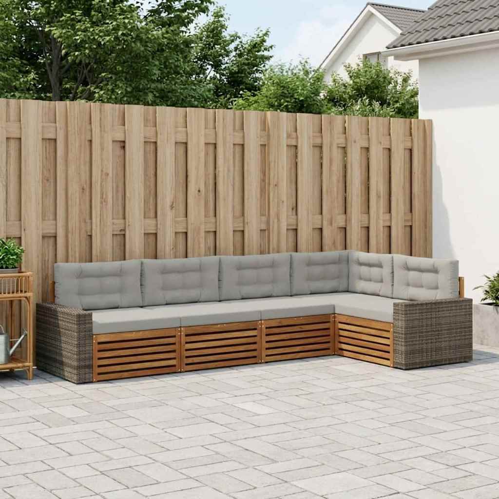 Buiten bankenset 5 pcs Naturel en lichtgrijs is nu te koop bij PeponiXL, paradijselijk wonen!