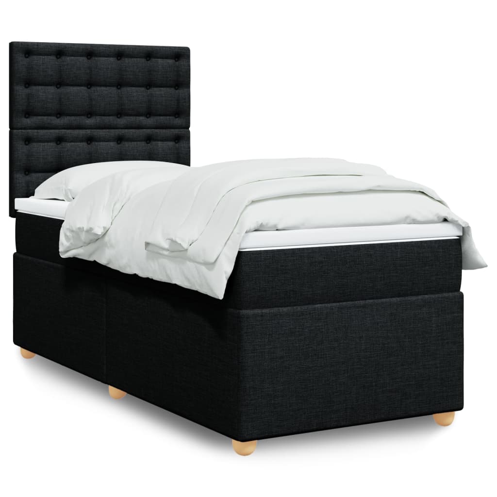 Boxspring met matras stof zwart 80x200 cm is nu te koop bij PeponiXL, paradijselijk wonen!