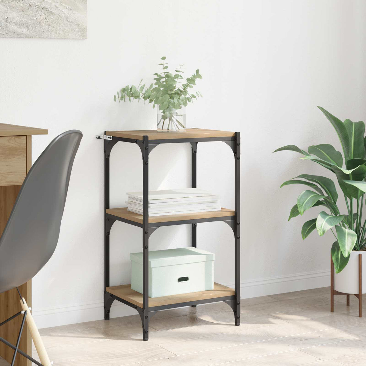 Boekenkast 3-laags 40 x 33 x 70,5 cm Gemonteerd hout en ijzer is nu te koop bij PeponiXL, paradijselijk wonen!