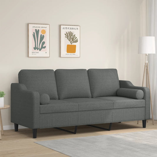 Driezitsbank met sierkussens 180 cm stof donkergrijs is nu te koop bij PeponiXL, paradijselijk wonen!