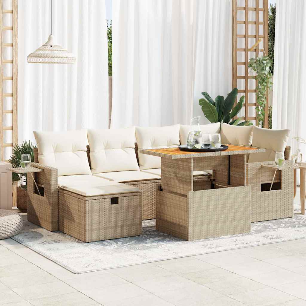 8-delige Loungeset met kussens poly rattan acacia beige is nu te koop bij PeponiXL, paradijselijk wonen!