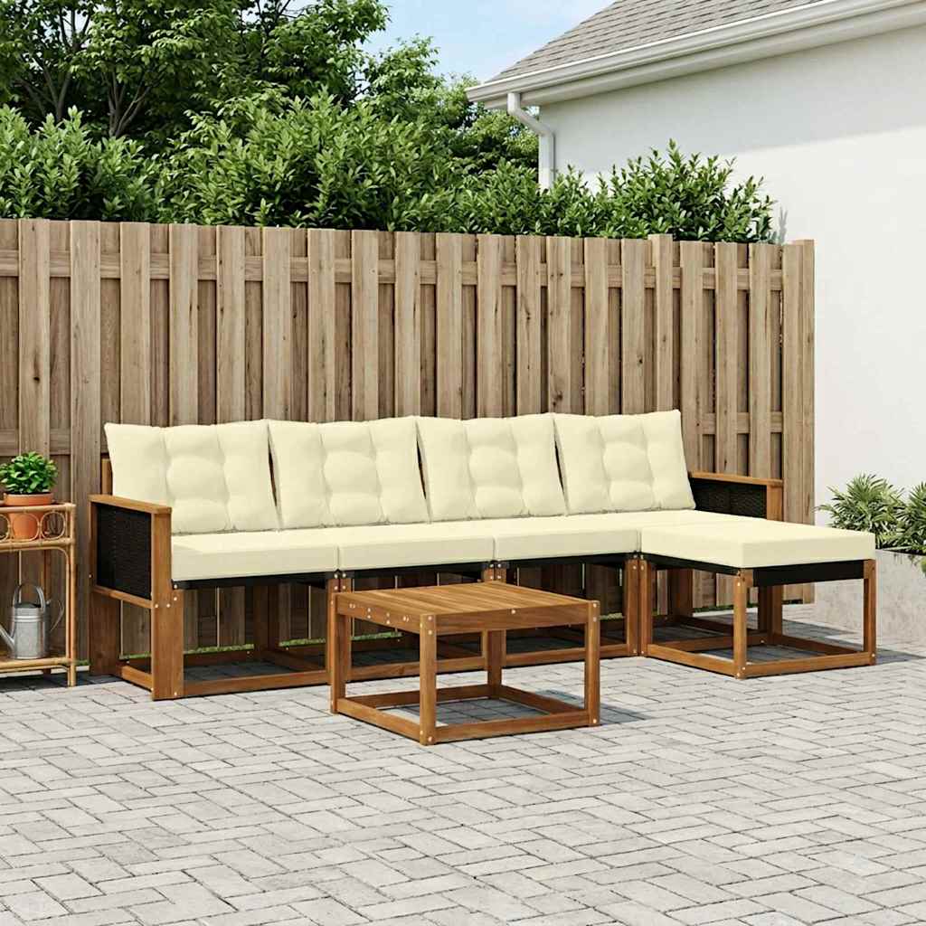 Buiten bankenset met kussen 6 pcs Natuurlijk en Crème is nu te koop bij PeponiXL, paradijselijk wonen!