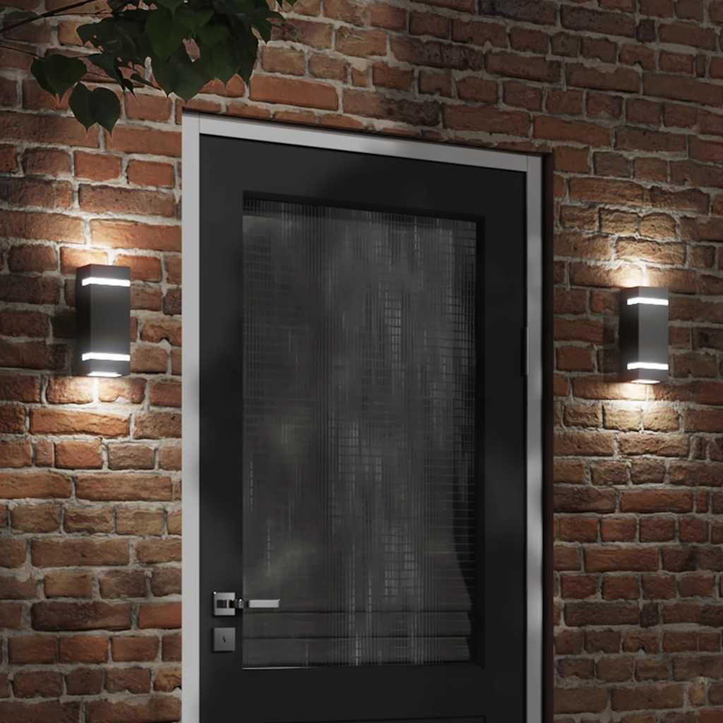 Buitenwandlampen 2 st roestvrij staal zwart is nu te koop bij PeponiXL, paradijselijk wonen!