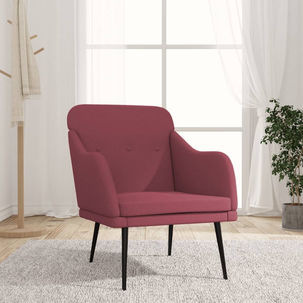 Fauteuil 63x76x80 cm stof wijnrood is nu te koop bij PeponiXL, paradijselijk wonen!