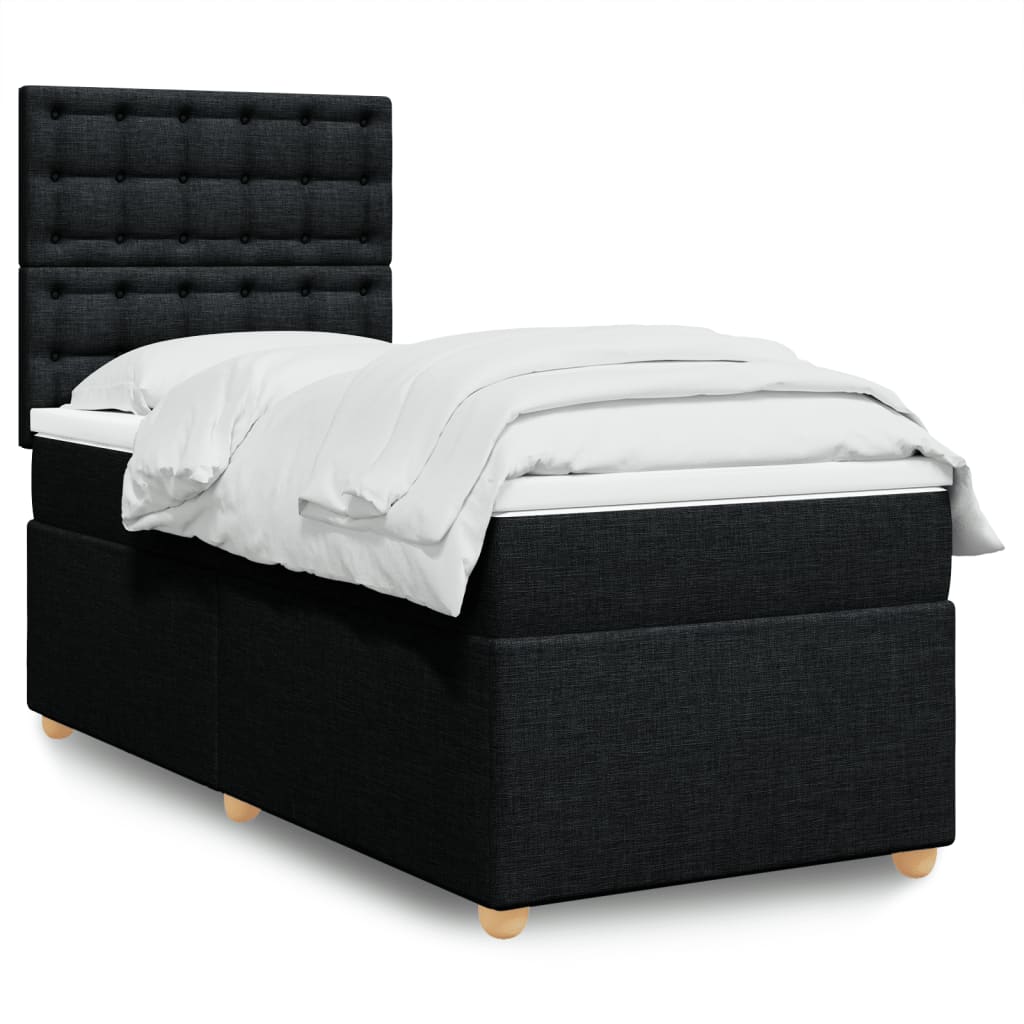 Boxspring met matras stof zwart 90x200 cm is nu te koop bij PeponiXL, paradijselijk wonen!