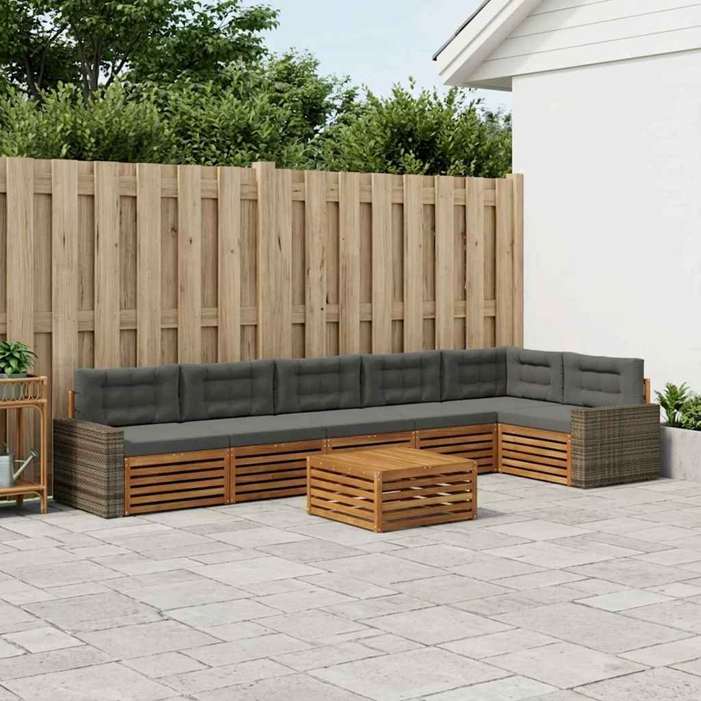 Buiten bankenset 7 pcs Natuurlijk en Antraciet 79 x 79 x 37 cm is nu te koop bij PeponiXL, paradijselijk wonen!