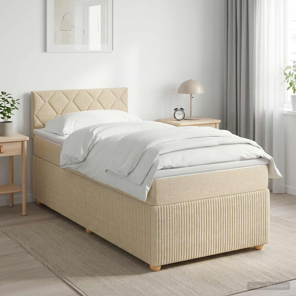Boxspringbed met matras Crèmekleurig 80 x 200 cm Stof is nu te koop bij PeponiXL, paradijselijk wonen!