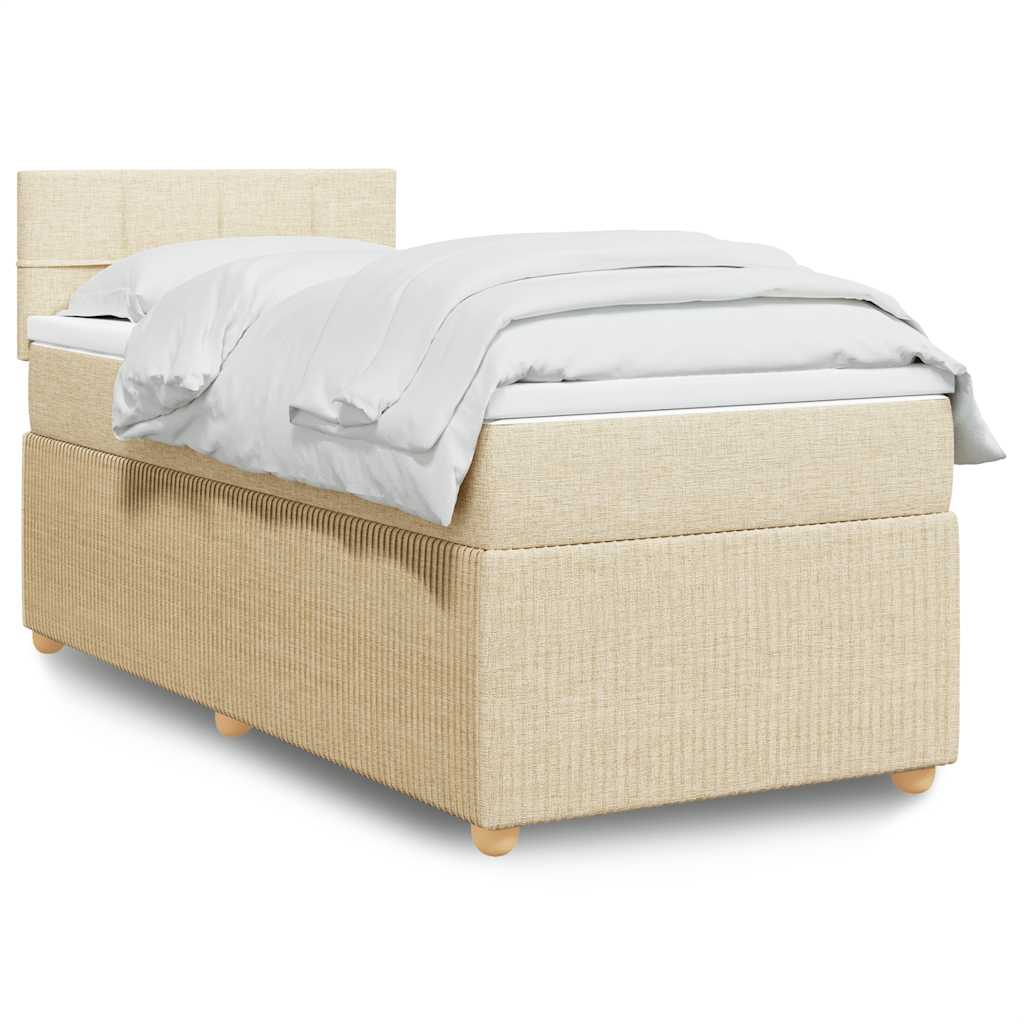 Boxspring met matras stof crèmekleurig 100x200 cm is nu te koop bij PeponiXL, paradijselijk wonen!