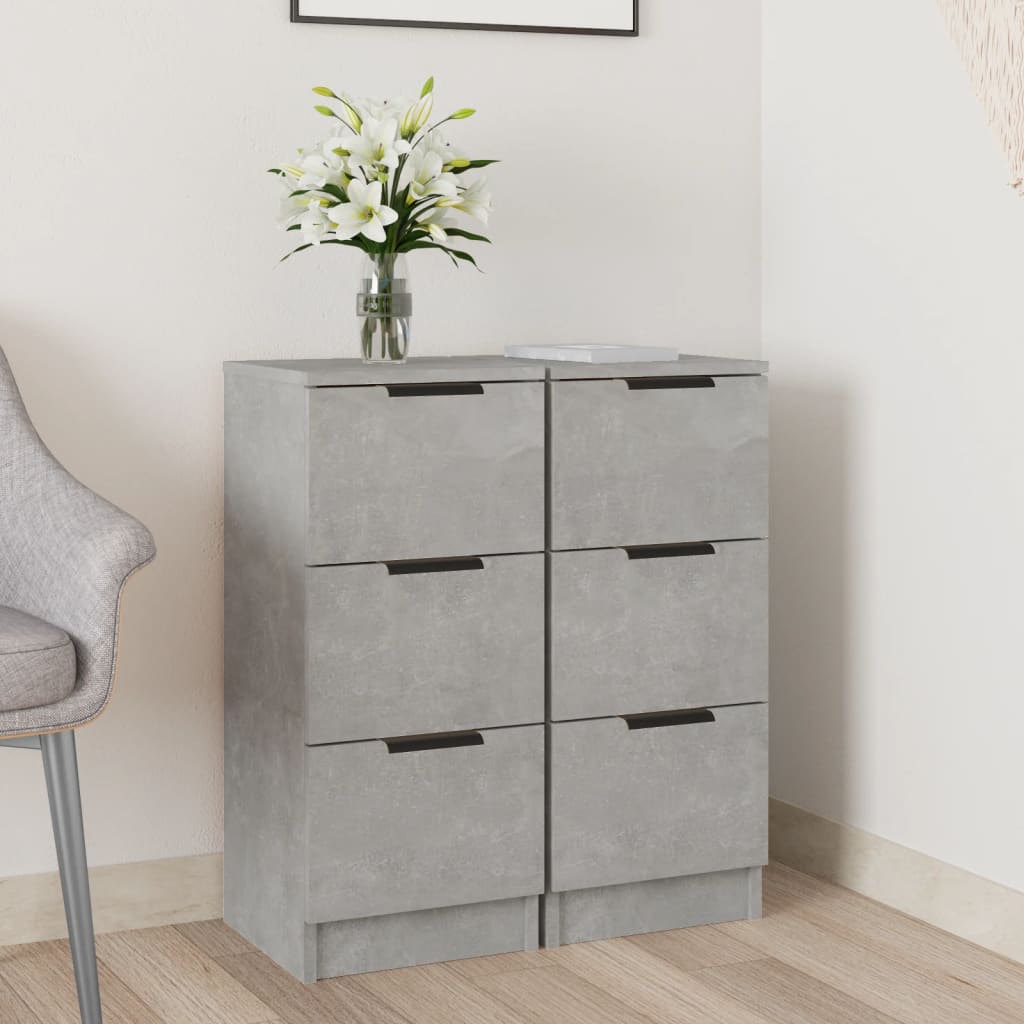 Dressoirs 2 st 30x30x70 cm bewerkt hout betongrijs is nu te koop bij PeponiXL, paradijselijk wonen!