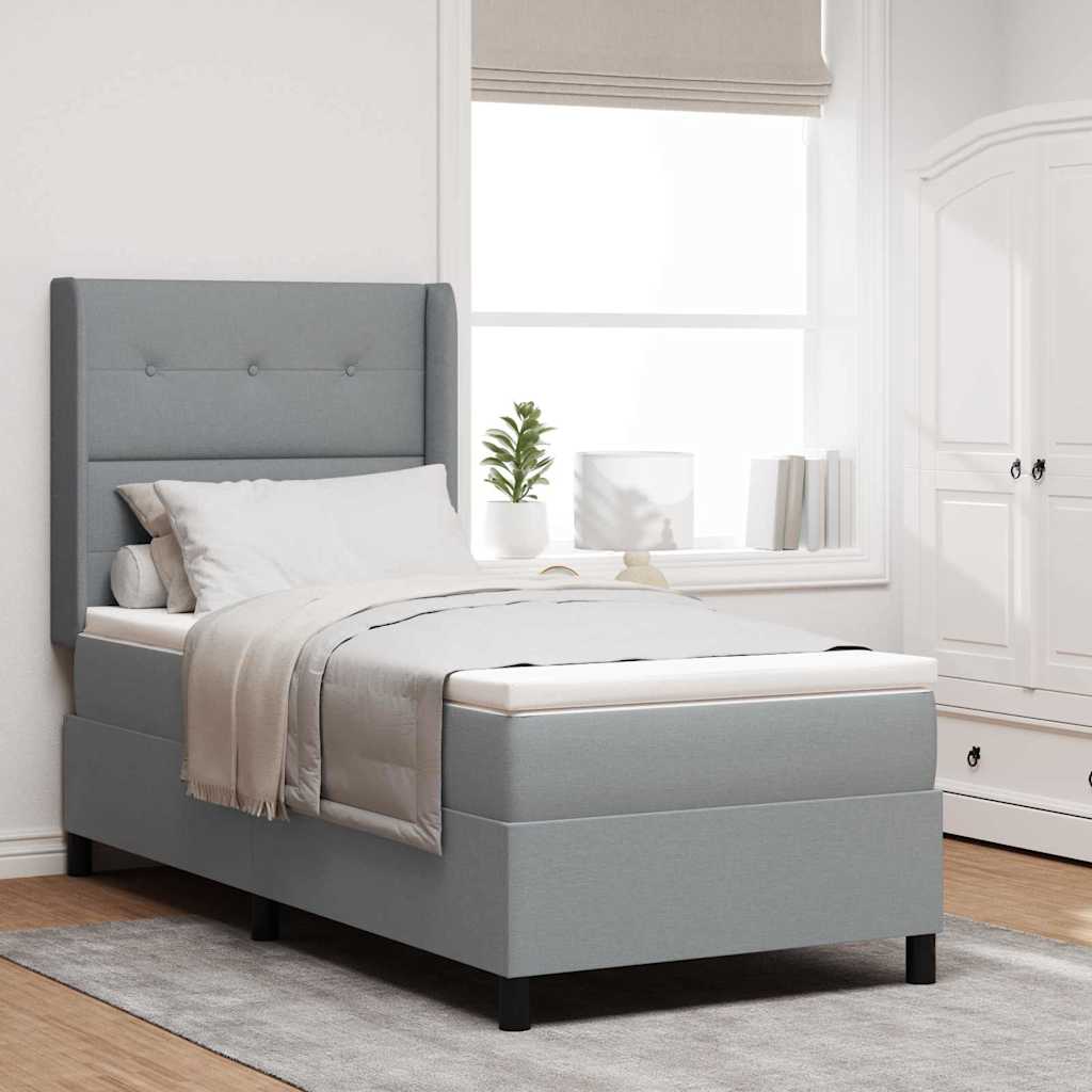 LED Box Spring Bed met matras Lichtgrijs 90 x 190 cm Stof is nu te koop bij PeponiXL, paradijselijk wonen!