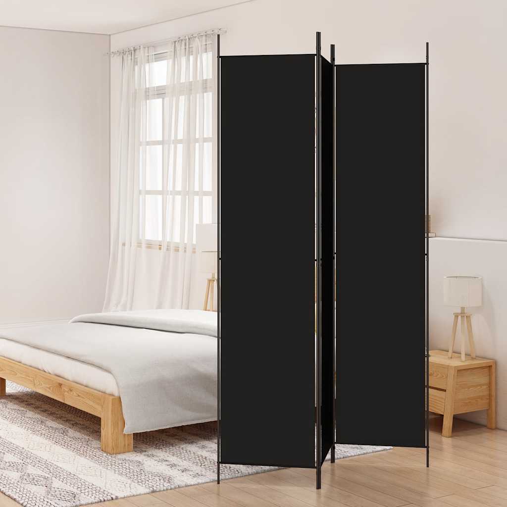 Kamerscherm met 3 panelen 150x220 cm stof zwart is nu te koop bij PeponiXL, paradijselijk wonen!