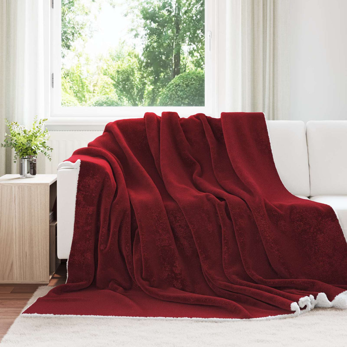 Gooi Deken Bordeaux Rood 220 x 240 cm Fleece is nu te koop bij PeponiXL, paradijselijk wonen!