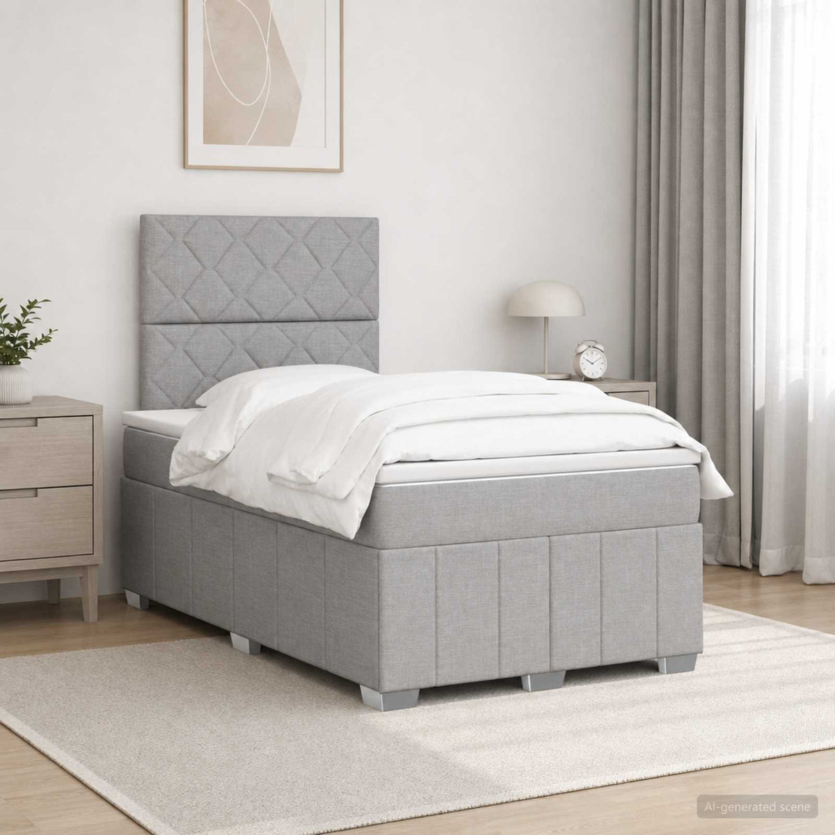 Boxspringbed met matras Lichtgrijs 120 x 190 cm Stof is nu te koop bij PeponiXL, paradijselijk wonen!