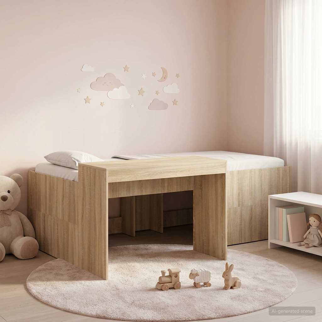 Hoge Bed Frame met Bureau voor Kinderen Sonoma Eiken is nu te koop bij PeponiXL, paradijselijk wonen!