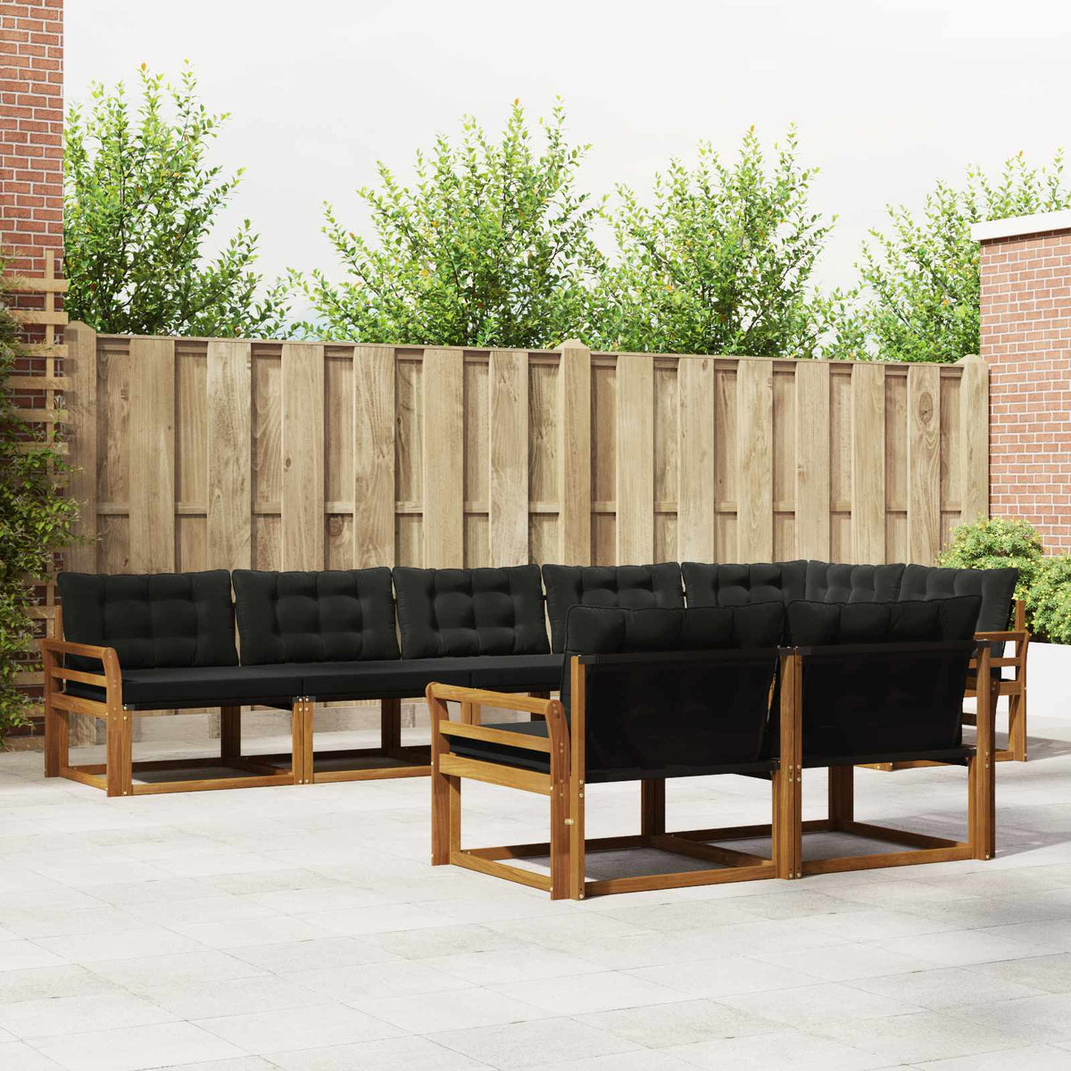Buiten bankenset met kussen 8 pcs Natuurlijk en Zwart is nu te koop bij PeponiXL, paradijselijk wonen!