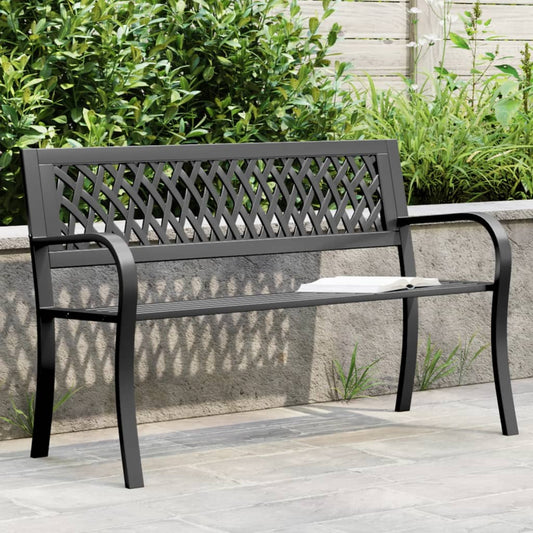 Tuinbank 120 cm staal zwart is nu te koop bij PeponiXL, paradijselijk wonen!