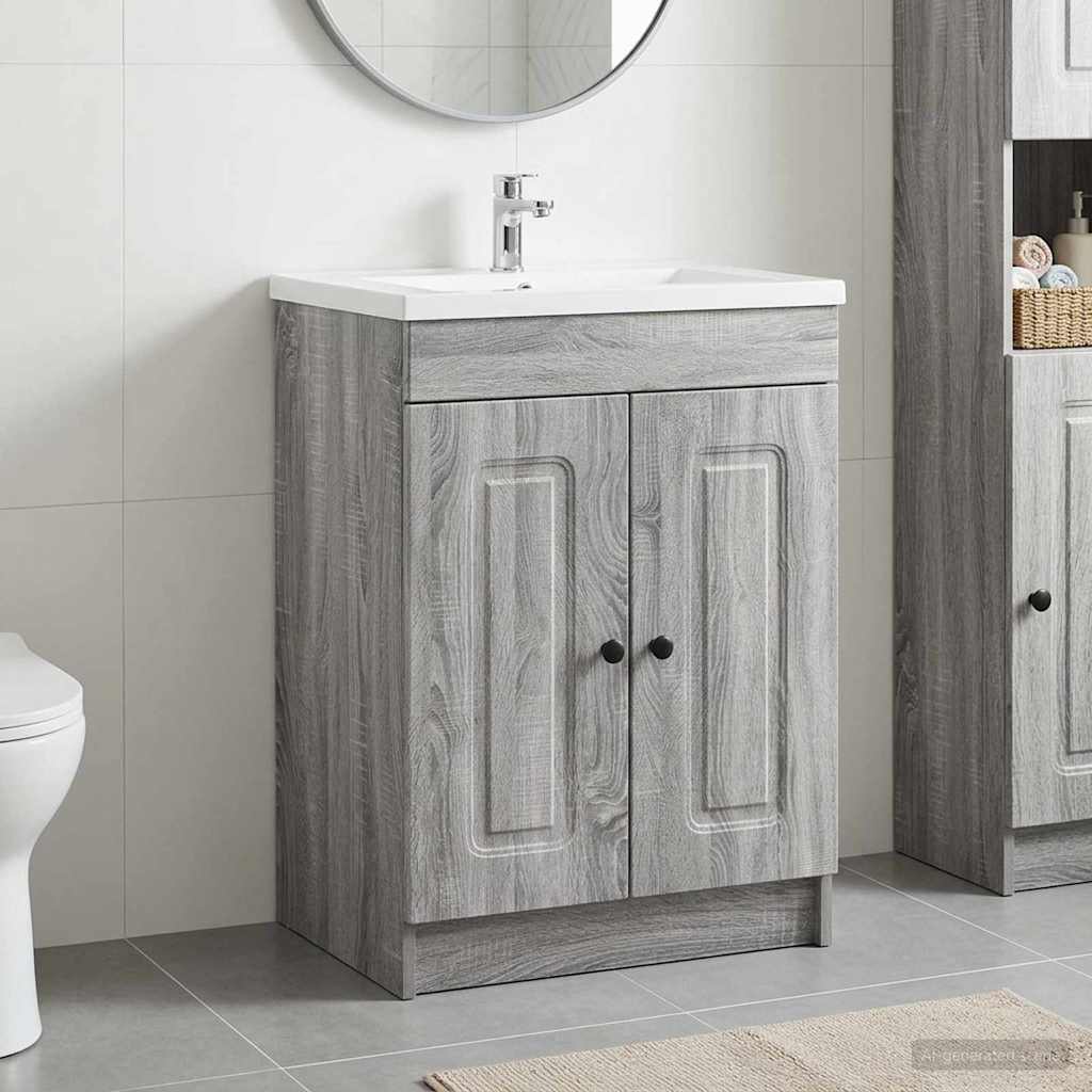 Badkamer onder wastafel kast Grijs Sonoma 56 x 37,5 x 81 cm is nu te koop bij PeponiXL, paradijselijk wonen!